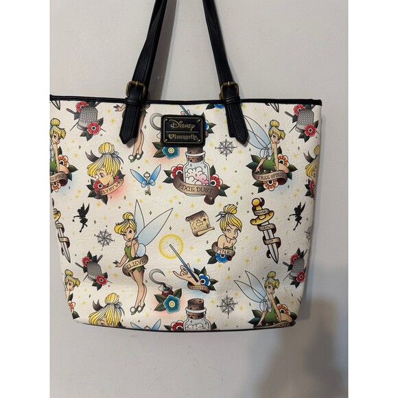 LOUNGEFLY TINKERBELL TATOO ART TOTE NEW - Picture 1 of 8